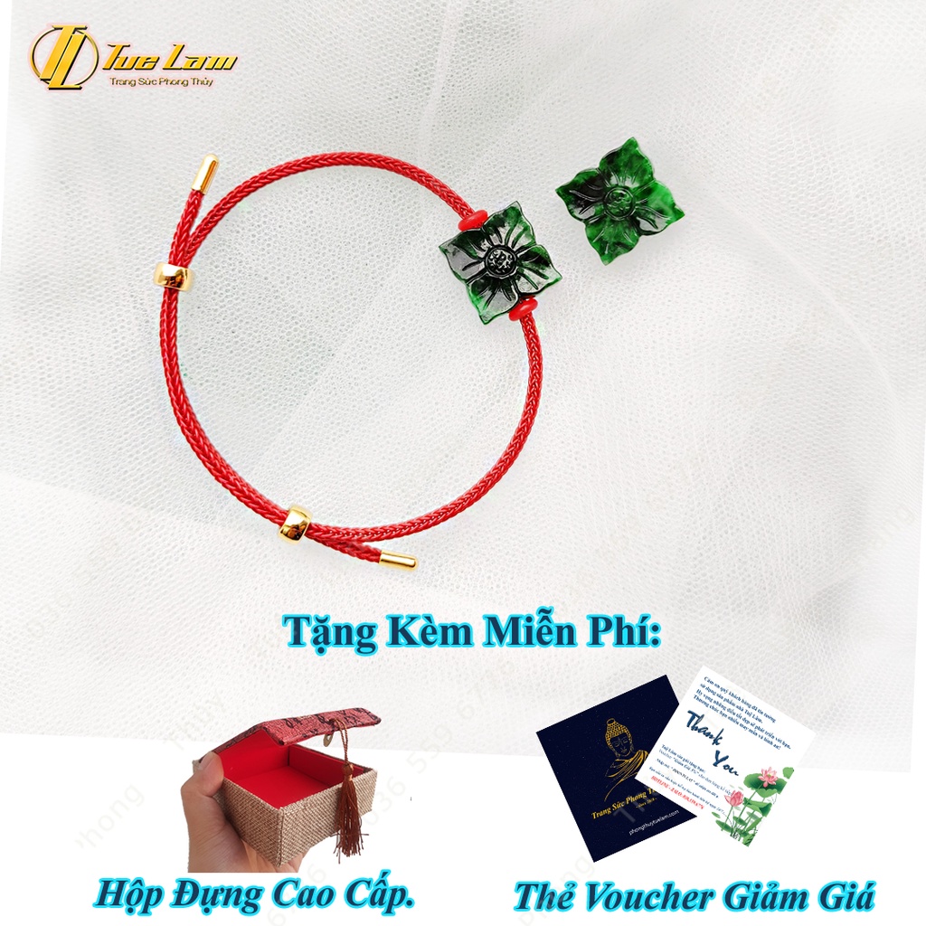 Vòng tay may mắn tài lộc charm hoa mai tứ quý sơn thủy màu xanh lá hợp mệnh mộc hỏa - Tuệ Lâm