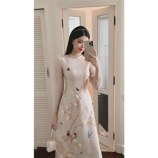 Áo dài cách tân nữ tay lỡ đính hoa duyên dáng - L23