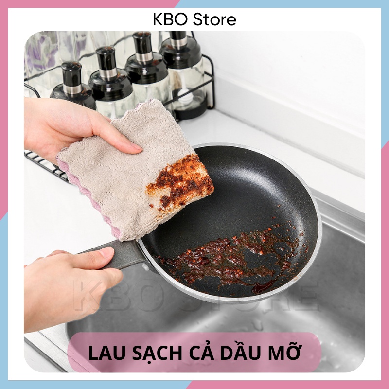 Khăn lau bếp đa năng siêu thấm 2 mặt dày dặn 25x25 cm lau bát đũa lau bàn ghế KBO Shop KBO025