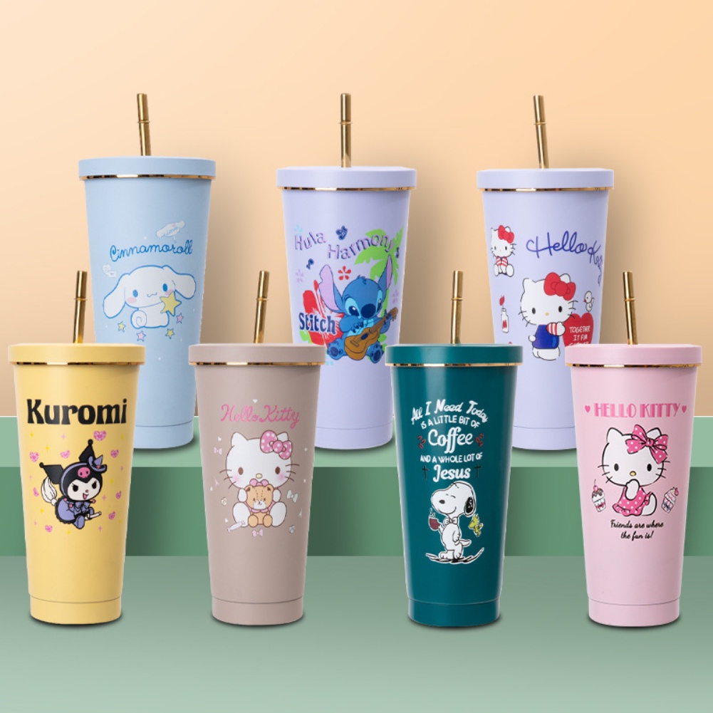 Sanrio Bình Nước Giữ Nhiệt Bằng Thép Không Gỉ 304 750ml Họa Tiết Cinnamoroll My Melody Kuromi Đáng Yêu