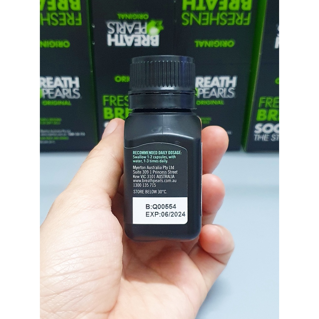 Keo uống viên bạc hà thơm miệng Breath pearls 50 viên từ úc, chống hôi miệng