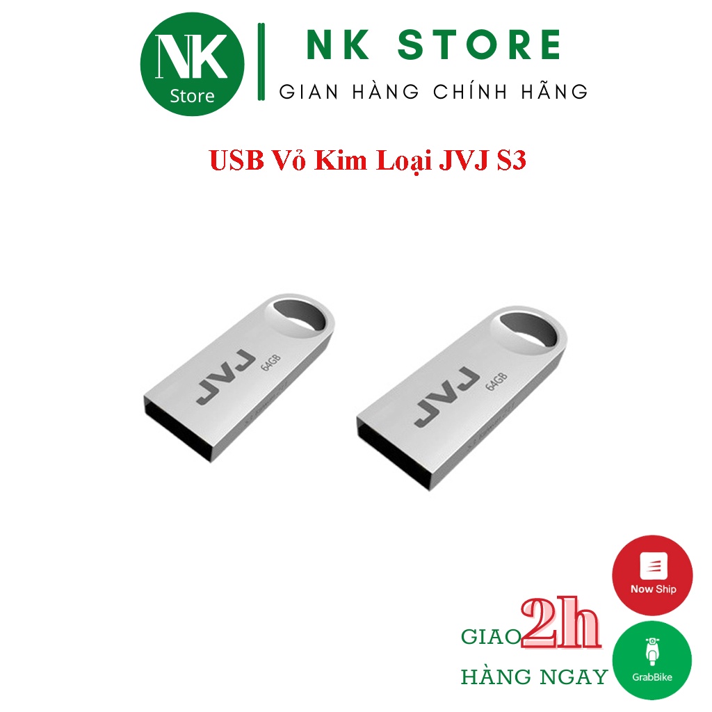 USB 64GB/32GB/16GB/8GB/4GB JVJ S3 Siêu Nhỏ Gọn Vỏ Kim Loại - USB Chống Nước 2.0 Tốc Độ Upto 100MB/s BH 1 Năm