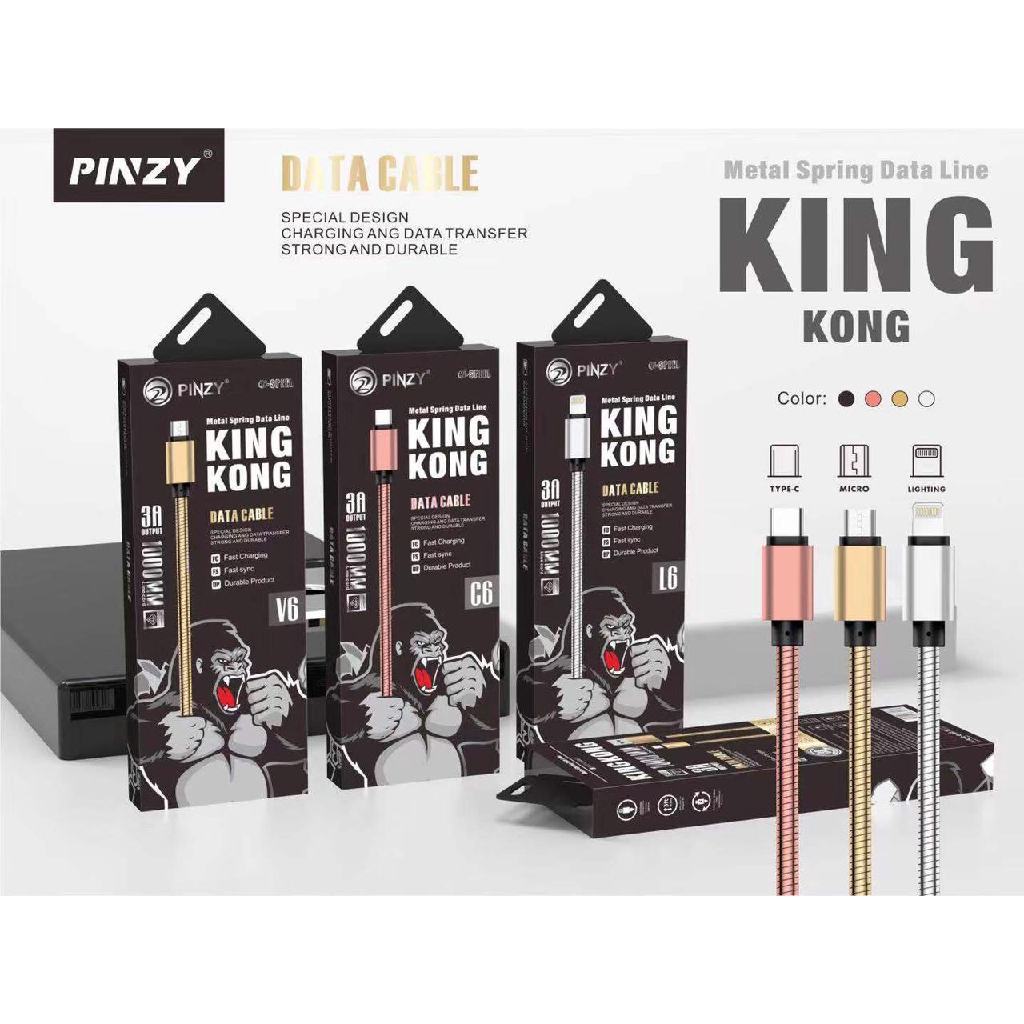 Cáp Sạc Pinzy Kingkong V6 Micro / L6 Lightning Cho Iphone / C6 Type-C