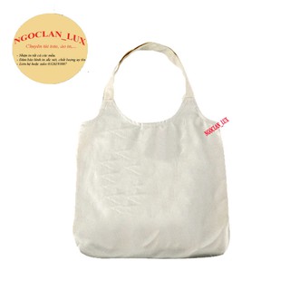 Túi tote vải canvas quai tròn trơn có khóa phong cách hàn quốc