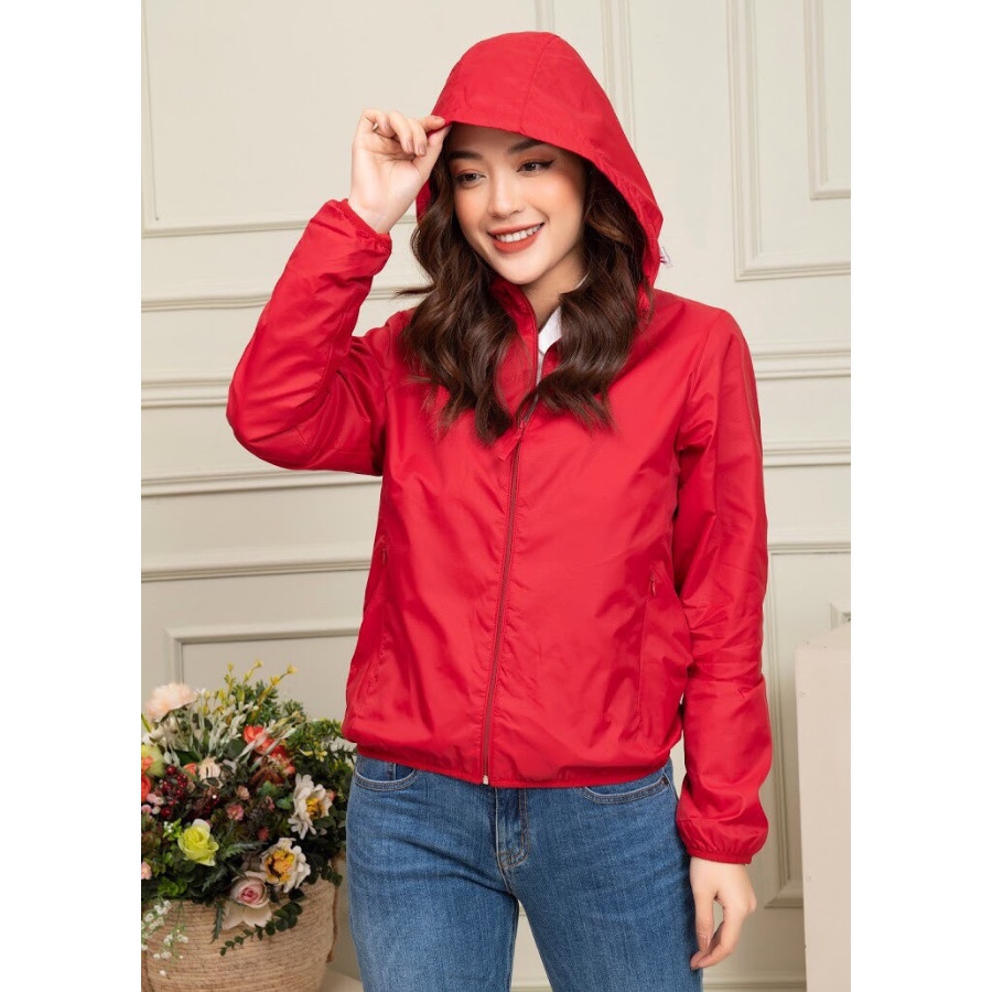 Áo khoác nữ 2 lớp chống nước lót lưới, kèm túi cuộn