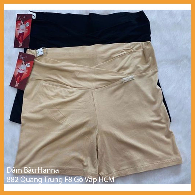 [SIZE 55-80kg] Quần đùi mặc váy bầu cạp chéo HANNA, vải cotton lạnh cao cấp mát co dãn nhiều, không bị xù, mặc rất thoải