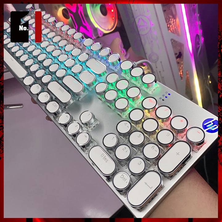 Bàn Phím Cơ Keycap Xuyên Led Gaming Màu Trắng HP GK400Y Nút Tròn Led Rgb Bàn Phím Máy Tính Laptop Pc Chơi Game Có Dây