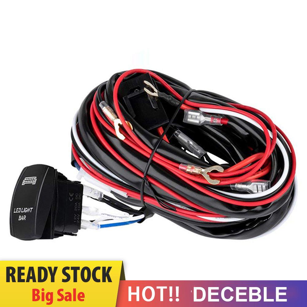 deceble LED Light Bar Wiring Harness Kit 2-Lead Rocker Switch 40A Relay 30A Fuse