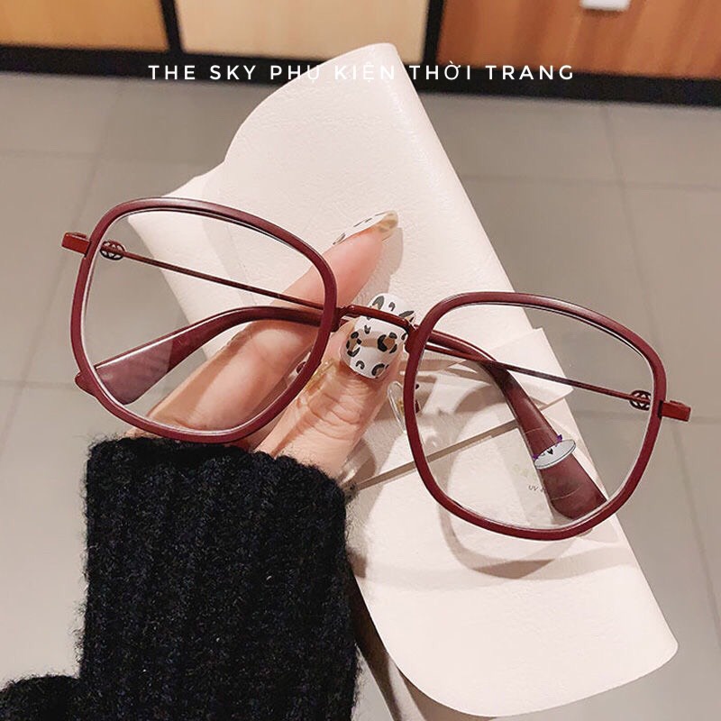 Kính Mắt Thời Trang Nam Nữ Gọng Nâu Đỏ ⚡ Bảo Vệ Mắt Chống Ánh Sáng Xanh ⚡ Phong Cách Hàn Quốc