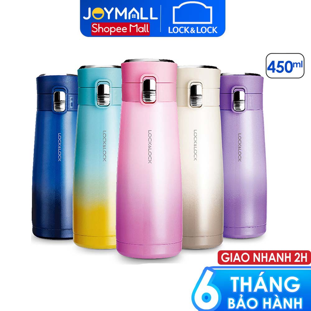 Bình giữ nhiệt Lock&amp;Lock 450ml LHC3245 Holiday Sunset I.d Tumbler - Hàng chính hãng, mở nắp 1 chạm - JoyMall