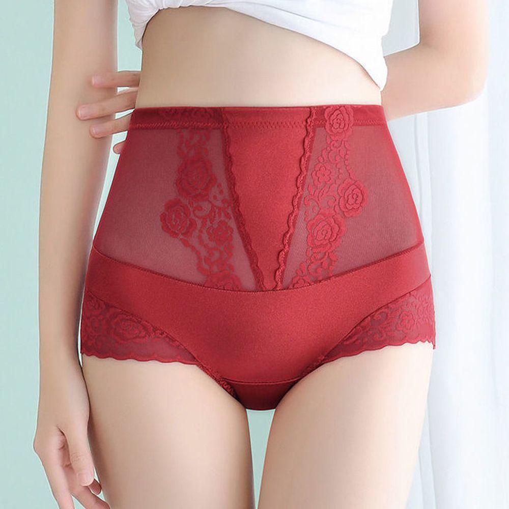 OCEANMAP Quần Lót Lưng Cao Mềm Mại Thoáng Khí Thêu Hoa Xinh Xắn Cho Nữ