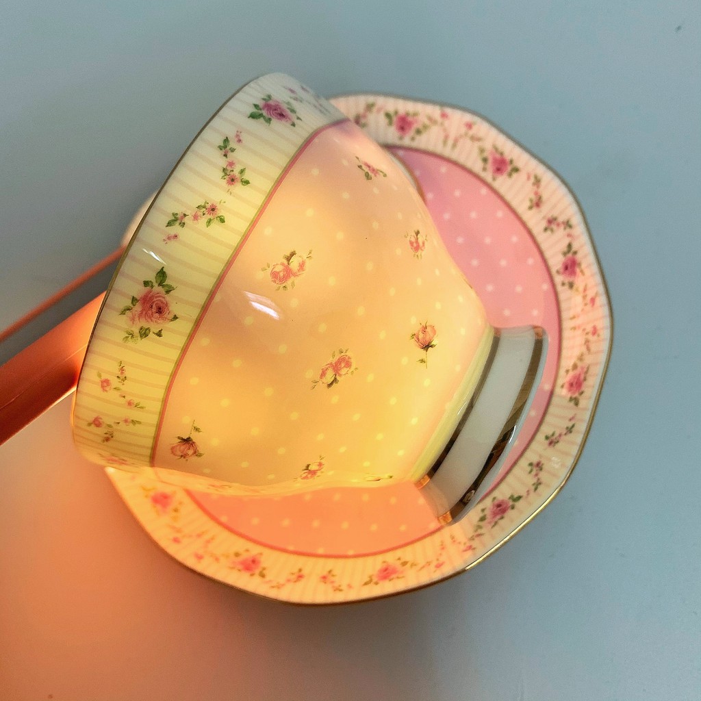Set tách đĩa tường vi, ly uống trà phong cách châu Âu: 1.5.20
