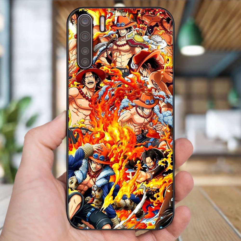 Ốp lưng Oppo A91, Reno 3 viền đen in hình Ace One Piece