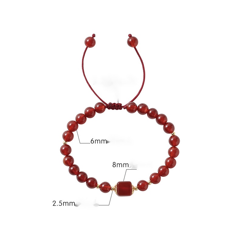 [Hàng Mới] Vòng Tay Dây Bện Đính Pha Lê Đỏ Phong Cách Nam Triều Tiên