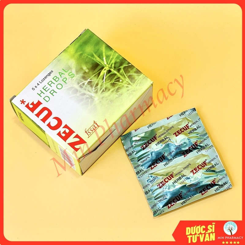 Viên Ngậm Giảm Ho ZECUF Herbal Drops Xanh - Minpharmacy