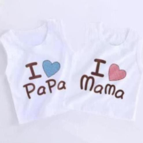 ÁO BA LỖ CHO BÉ TRAI BÉ GÁI MẪU I LOVE MAMA, PAPA