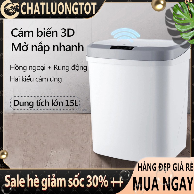 Sạc rác gia đình lớn màu trắng có thể cảm biến thông minh FU508*