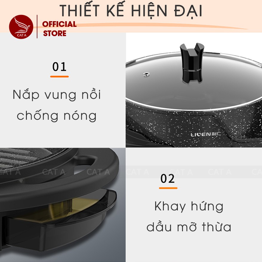 BẾP LẨU NƯỚNG ĐA NĂNG CAO CẤP  2 TRONG 1 - Chống dính - Công suất lớn - Thiết kế tiện dụng, tiết kiệm điện năng !