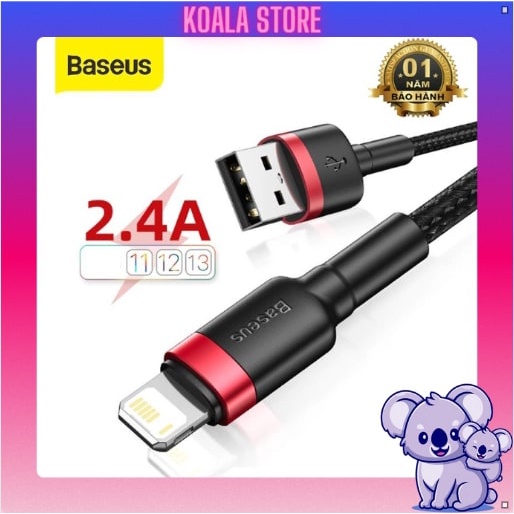 Dây Sạc Baseus Cafule CALKLF Hỗ Trợ Sạc Nhanh 2.4A, Cáp Sạc Baseus Dài 1M Chính Hãng Bảo Hành 12 Tháng Lỗi 1 Đổi 1