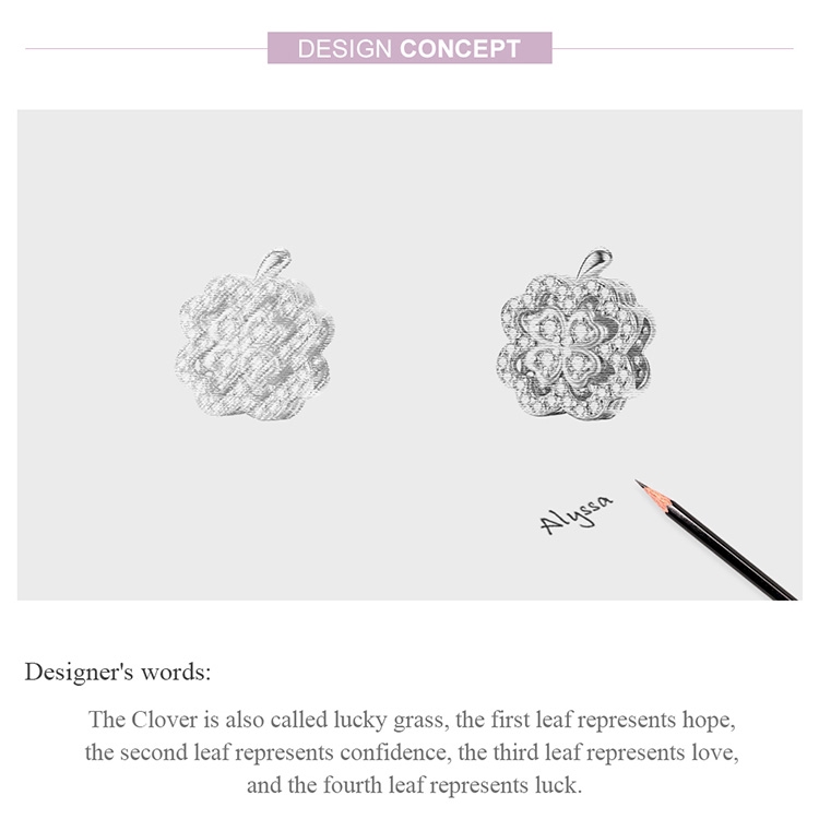 Bamoer Mặt Vòng cổ Hình Cỏ Bốn Lá May Mắn Màu Bạc/Vàng/Xanh Lá/Bạc 925