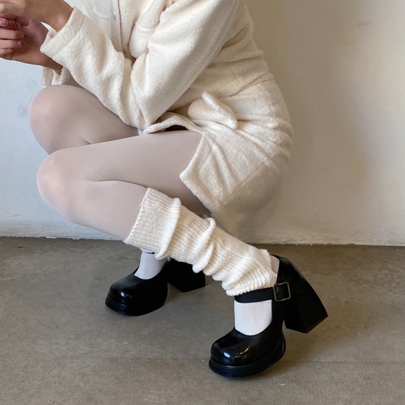 Xixi Vớ Dệt Kim Cao Tới Gối Màu Trơn Khoét Rỗng Giữ Ấm Mùa Đông Đơn Giản Cho Nữ