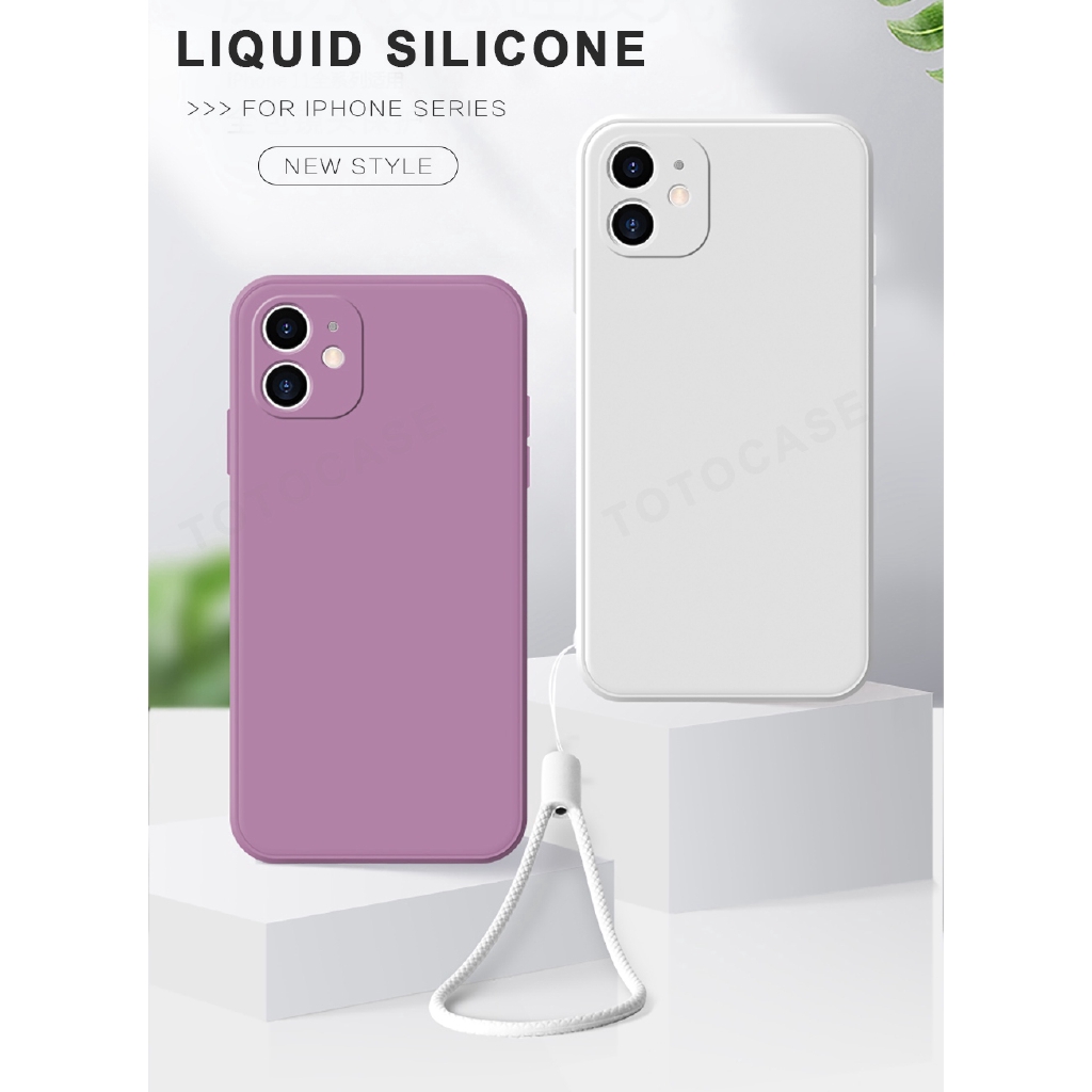 Ốp lưng dẻo chống sốc màu trơn kèm dây đeo tay cho iPhone 6 6S 7 8 Plus X XS MAX XR | BigBuy360 - bigbuy360.vn