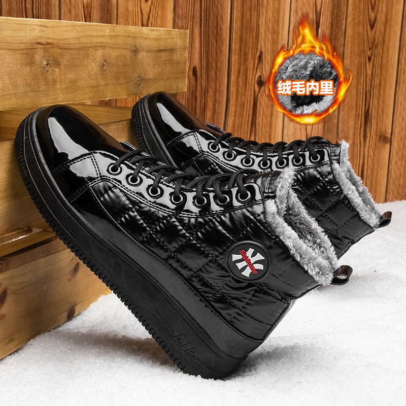 Giày Bốt Martin Cổ Cao Chất Liệu Da Cotton Phối Nhung Dày Giữ Ấm Mùa Đông Cho Nam 2021 | BigBuy360 - bigbuy360.vn