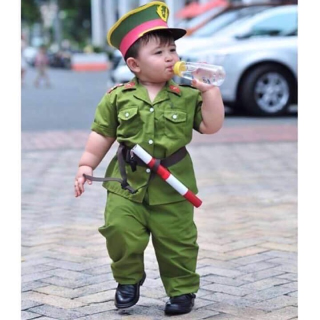 Đồ Hoá Trang Bộ Quần Áo Cảnh Sát Màu Xanh cho Bé Đầy Đủ Phụ Kiện
