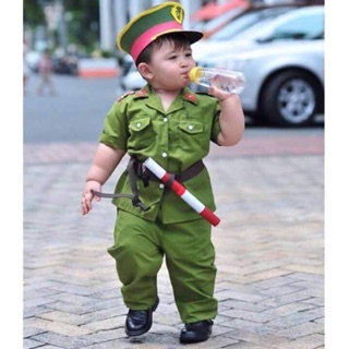 Đồ Hoá Trang Bộ Quần Áo Cảnh Sát Màu Xanh cho Bé Đầy Đủ Phụ Kiện