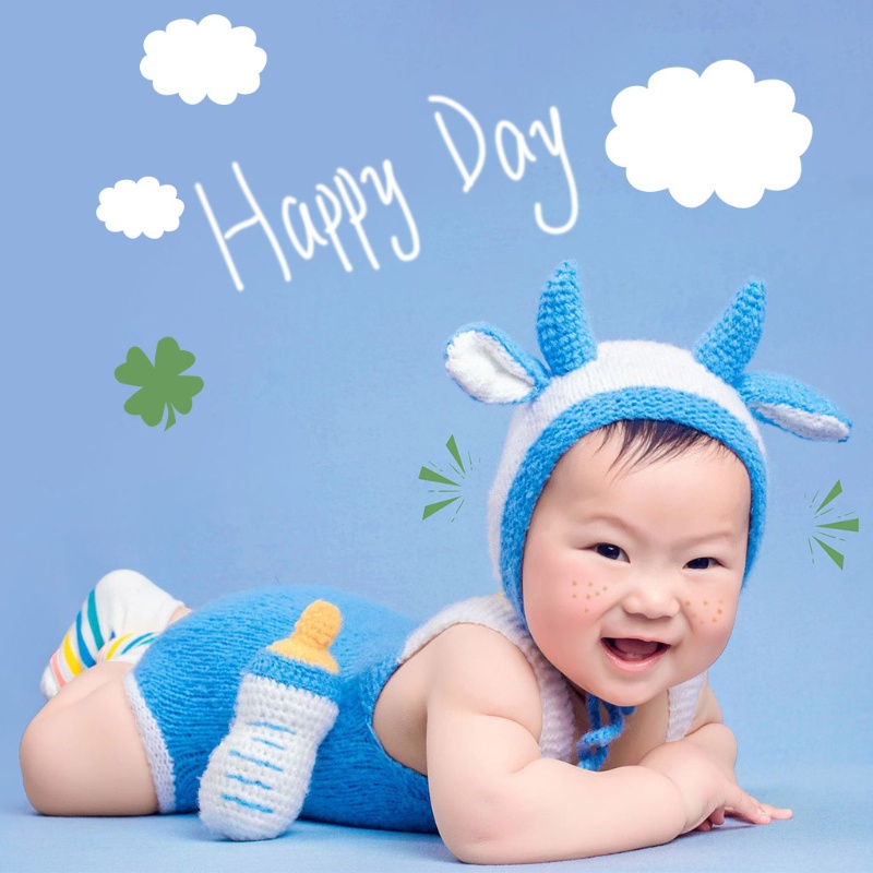 Bộ 3 Món Gồm Áo Liền Quần Dệt Kim Không Tay Cài Nút + Nón + Bình Sữa Ox Hoạt Hình Cho Trẻ Sơ Sinh