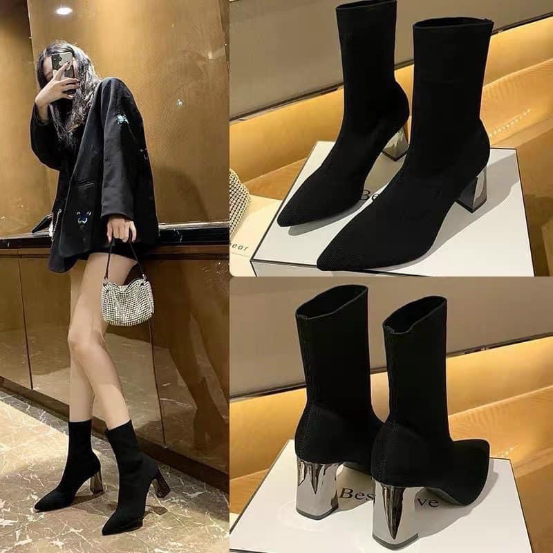 [SẴN -LOẠI 1] Bốt nữ Aurora Boots thời chun gót bóng gương sang trọng cá tính | BigBuy360 - bigbuy360.vn