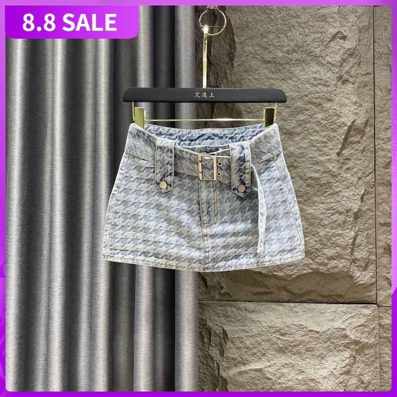 2022 summer new large-size spicy denim skirt female Korean version of the high-waisted skinny skirt pants hip ultra-short skirt trend