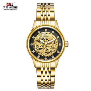 Đồng hồ nữ cơ TEVISE dây thép điêu khắc phượng lộ cơ - tặng cắt dây - TE31