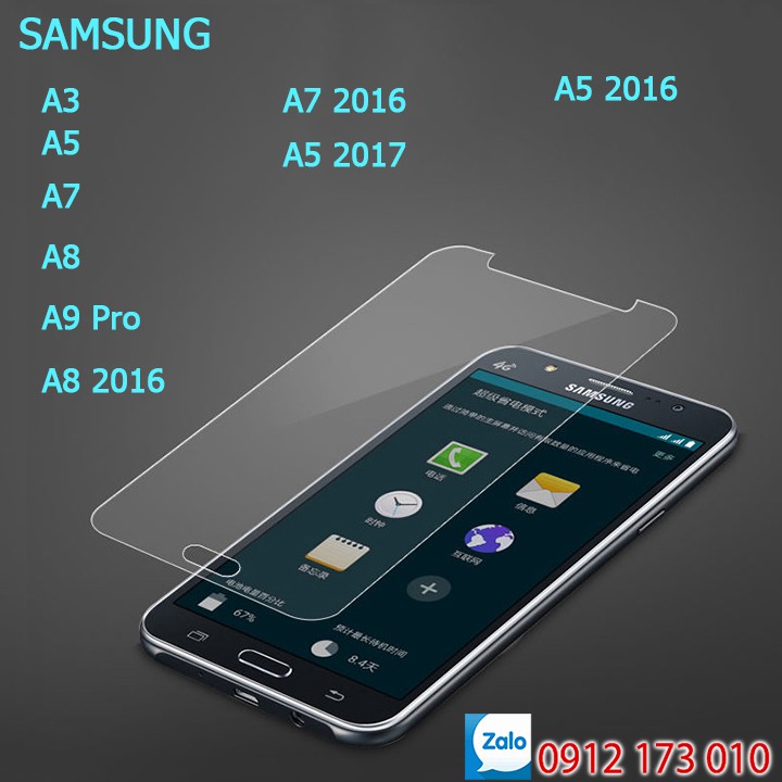 [TẶNG KÈM MIẾNG LAU] Bộ 2 kính cường lực trong suốt - CÁC ĐỜI Samsung Galaxy A3, A5, A6, A7. A8. A9 Pro...