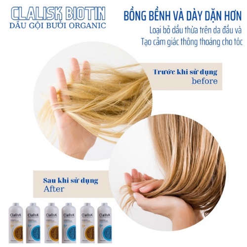 Cặp Dầu Gội Xả Bưởi Clalisk 1000ML  Giảm Rụng Tóc, Phục Hồi Tóc Hư Tổn, Khô Xơ. AI STORE