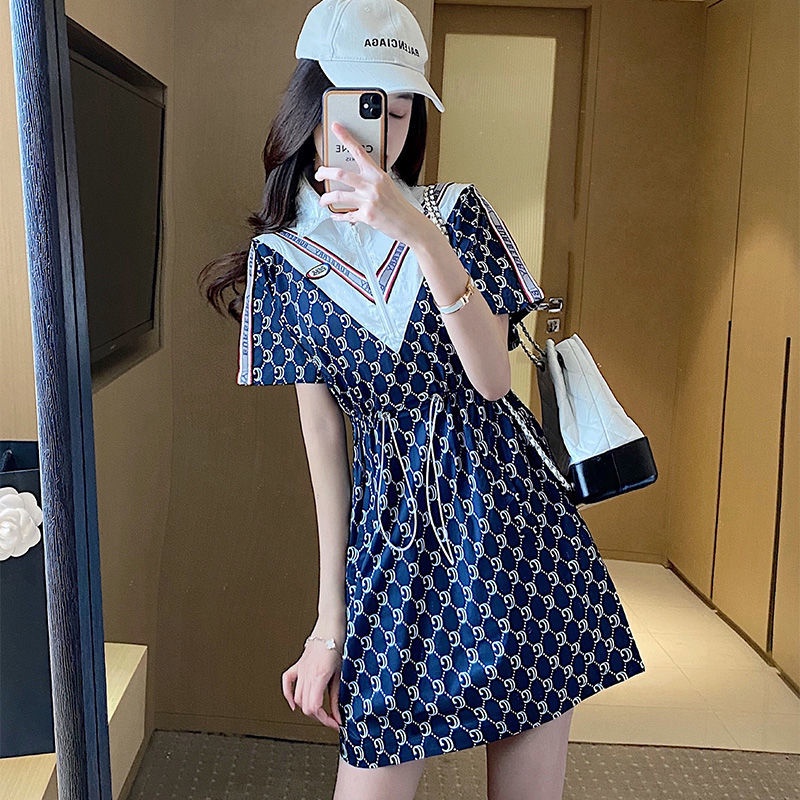 Đầm nữ dáng rộng tay ngắn cổ Polo thời trang mùa hè 2022