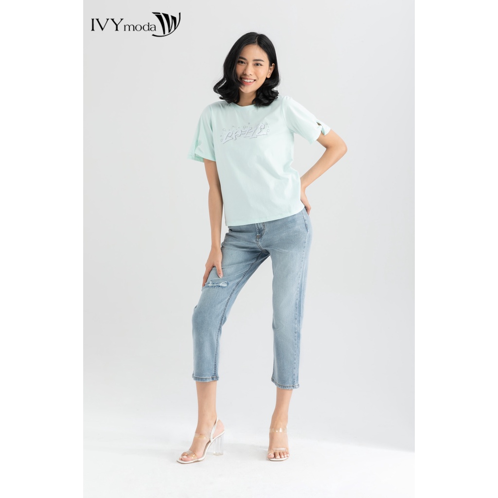 Quần jean nữ ống đứng bạc màu IVY moda MS 25B8021