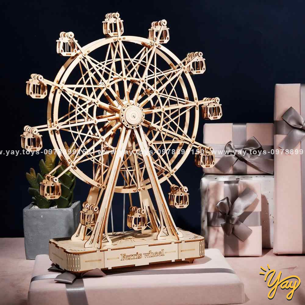 [BẢN XUẤT KHẨU TIẾNG ANH] Hộp nhạc gỗ DIY - Ferris Wheel Khổng Lồ Robotime