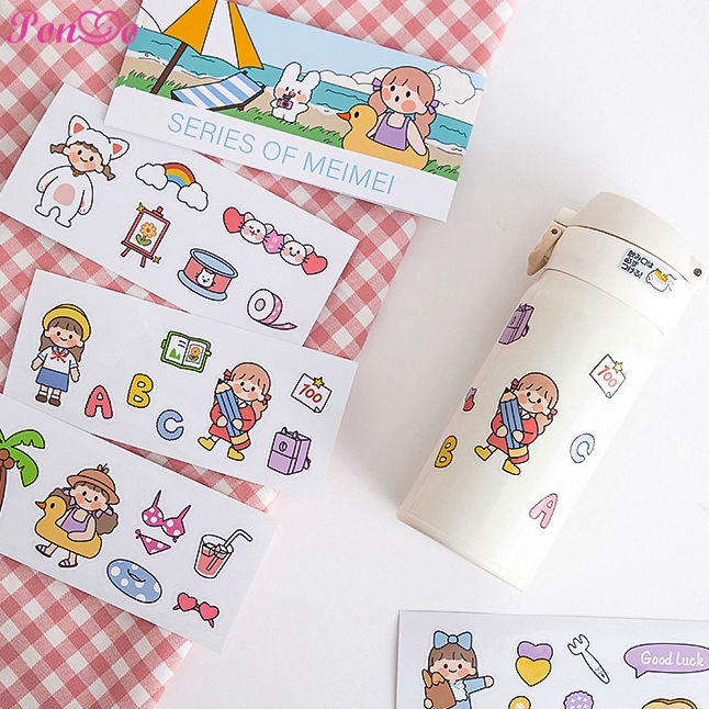 Hình dán hoạt hình 30 họa tiết trang trí chai nước DIY