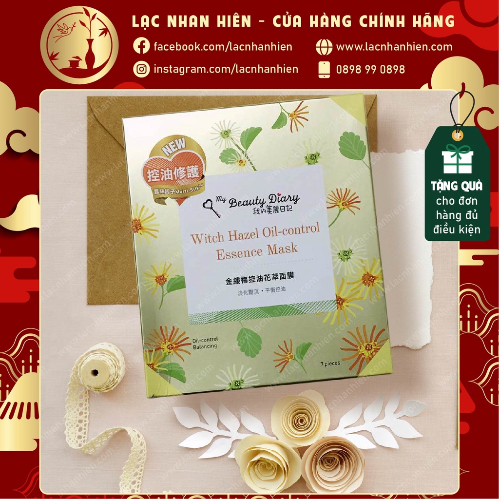 HỘP 07 MIẾNG MẶT NẠ KIỀM DẦU MỊN DA MY BEAUTY DIARY WITCH HAZEL OIL-CONTROL ESSENCE MASK
