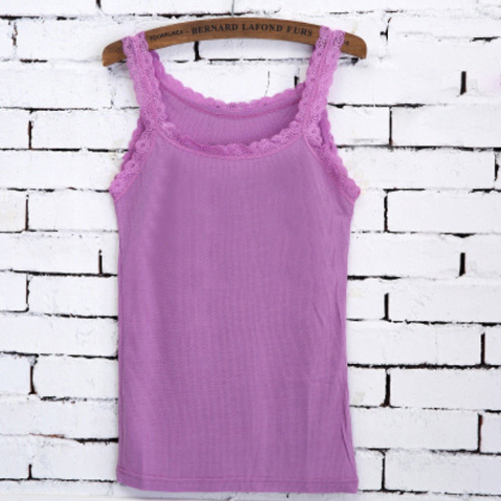 Áo Hai Dây Cổ Tròn Phối Ren Màu Sắc Quyến Rũ Thời Trang Mùa Hè Cho Nữ | BigBuy360 - bigbuy360.vn