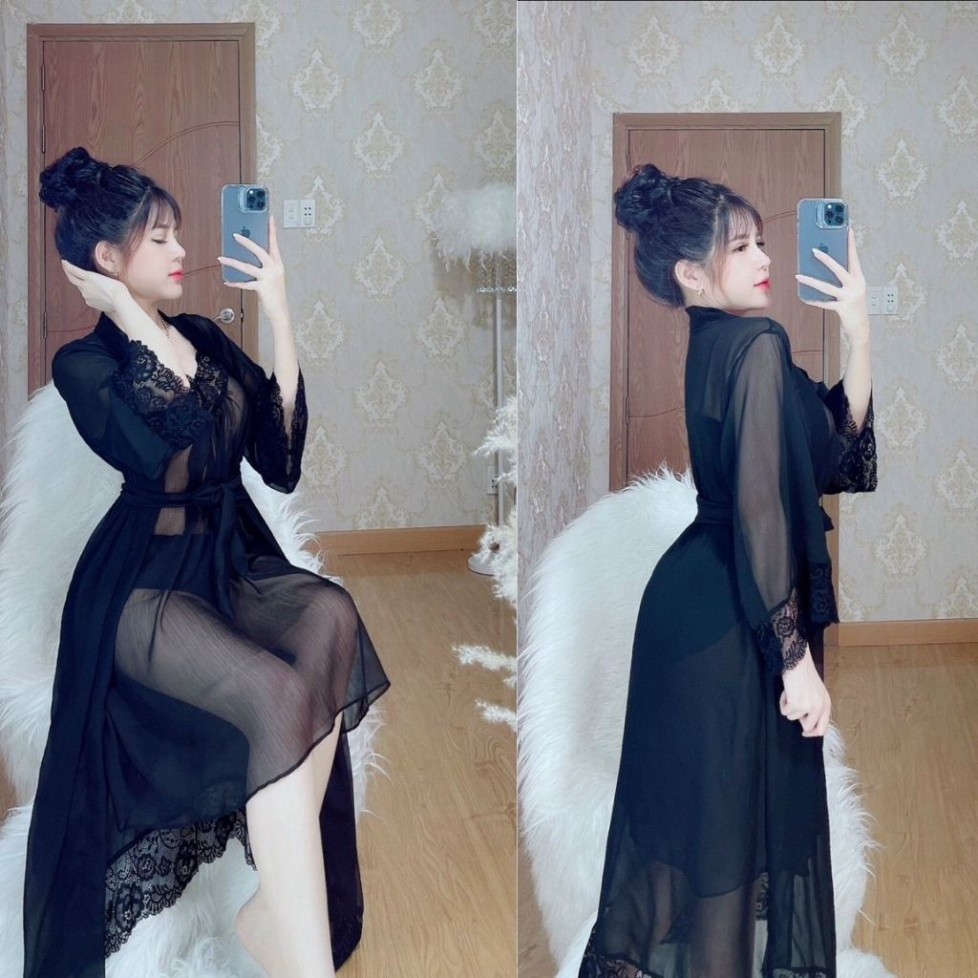 Váy ngủ áo choàng BIGSIZE ❣️FREE SHIP❣️ Đầm ngủ sexy lụa Chiffon Chất Siêu Mát Dáng Siêu Xinh <80kg