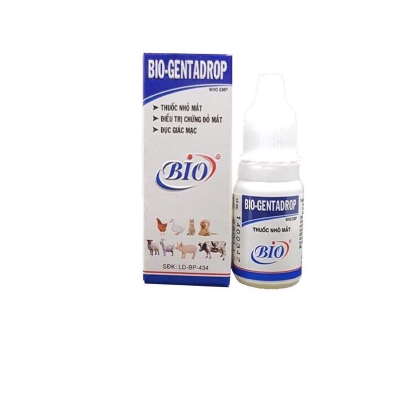 Chai Nước Nhỏ Mắt Bio-Gentadro p Cho Chó Mèo 10ml😽 Nhỏ mắt trị đau mắt đục giác mạc viêm đỏ