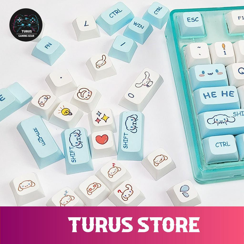 Keycap Anime Cinnamoroll Kuromi Xanh Dương / Cam XDA Profile 132 Nút Cho Bàn Phím Cơ | Turus Store