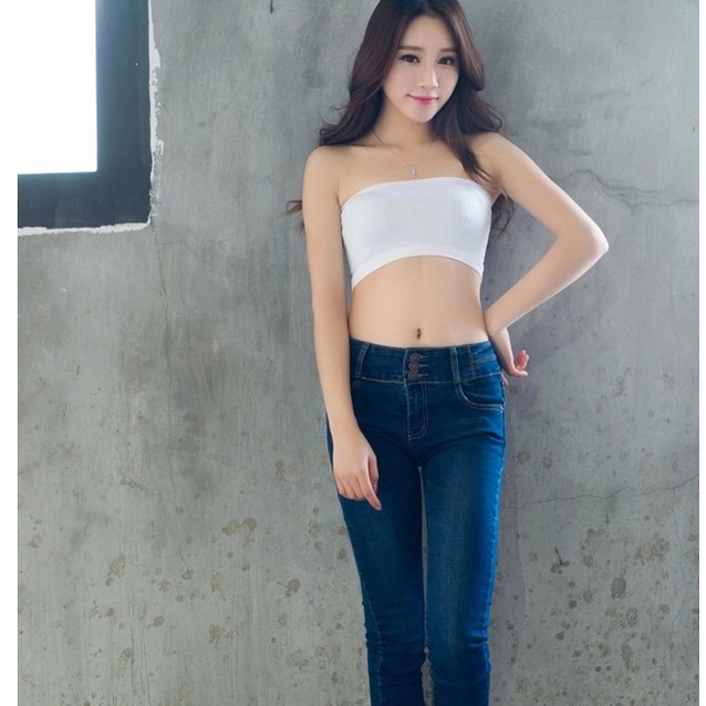 QKOOLE Áo ống  ôm ngực màu trơn thời trang phong cách Hàn Quốc dành cho nữ