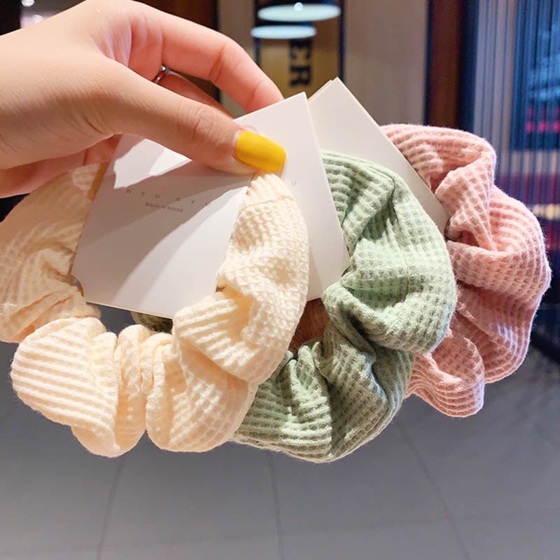 Dây Buộc Tóc Dày Dặn Màu Sắc Đơn Giản Phong Cách Retro Hàn Quốc Cho Nữ