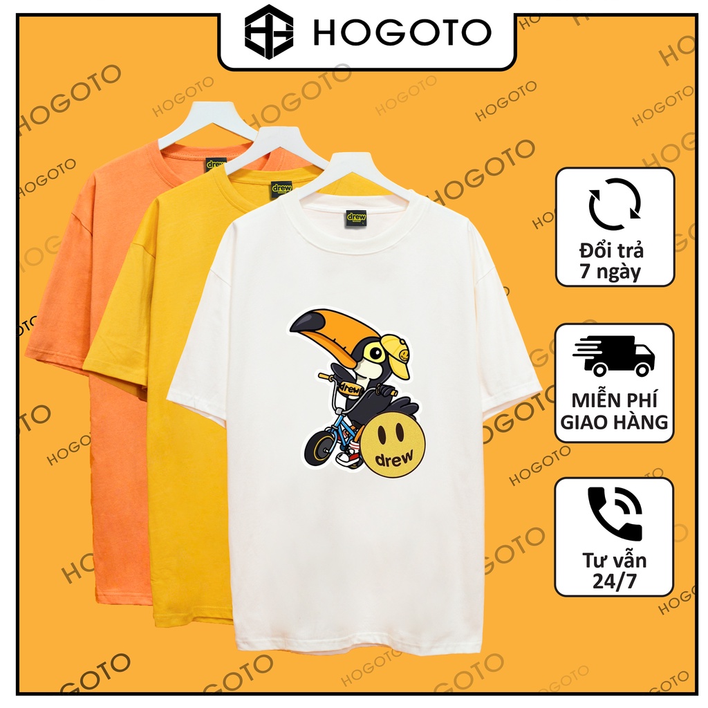 Áo thun tay lỡ DREW House Vẹt Hogoto shop , Áo thun unisex nam nữ form rộng oversize chất liệu Cotton