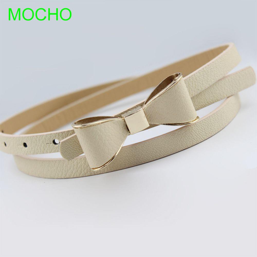 Thắt lưng nơ bướm bằng da PU màu trơn đơn giản cho nữ