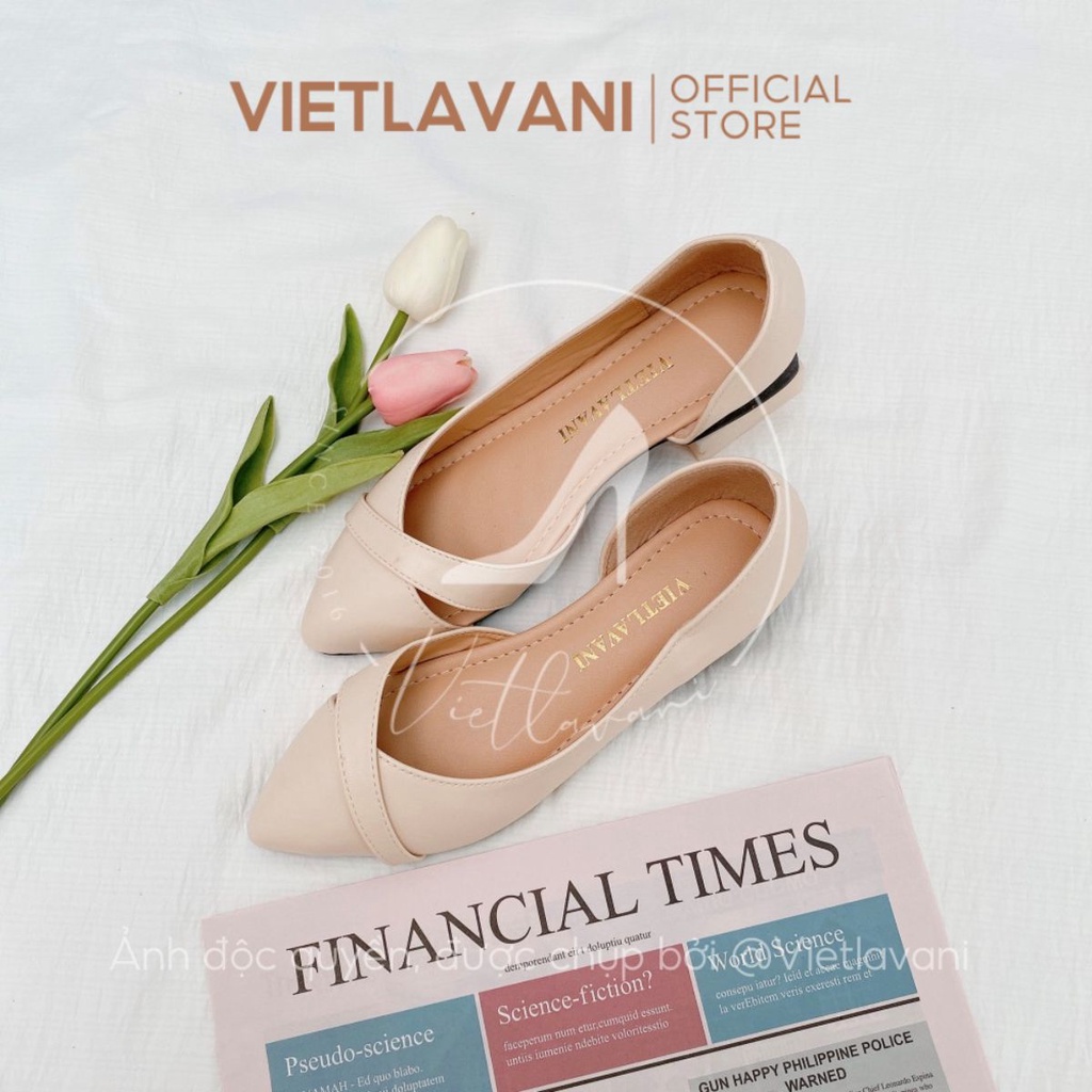 Giày nữ mã HGB7 phong cách vintage cao 2cm có 2 màu đen và kem