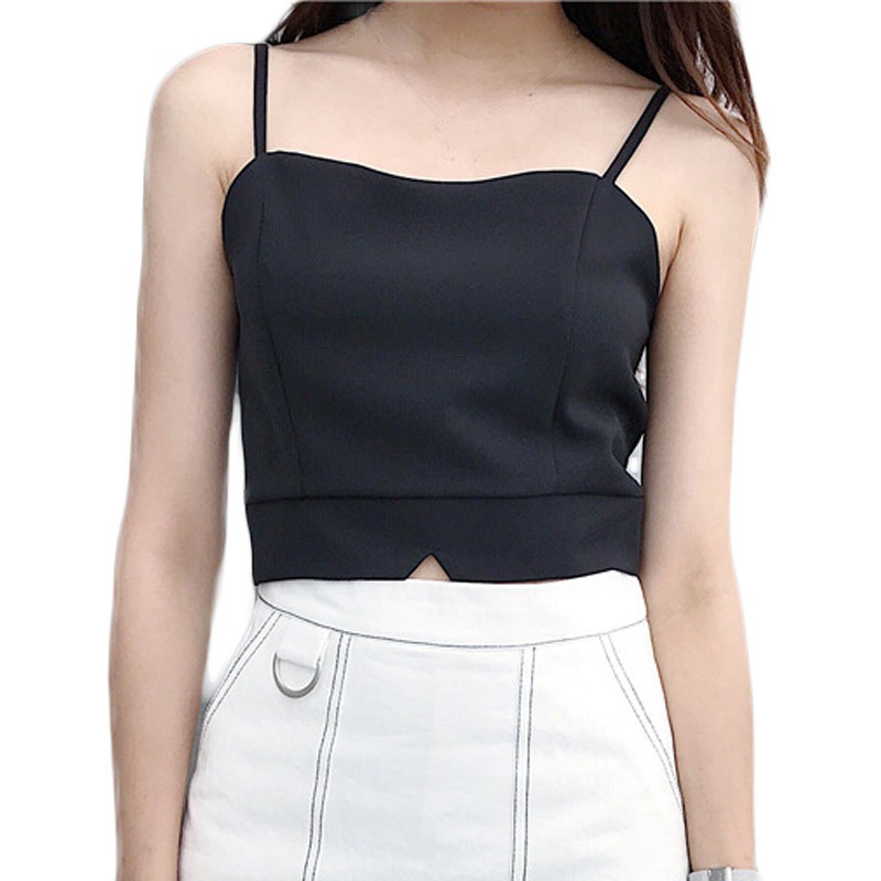 FREESHIP ĐƠN 99K_ Crop top hai dây gợi cảm màu trơn phong cách mùa hè | BigBuy360 - bigbuy360.vn
